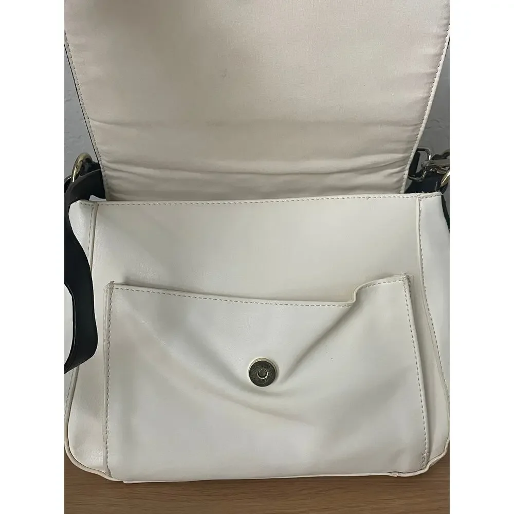 Liz Claiborne Quilted Bag Cream Black Tassel Gold Accent